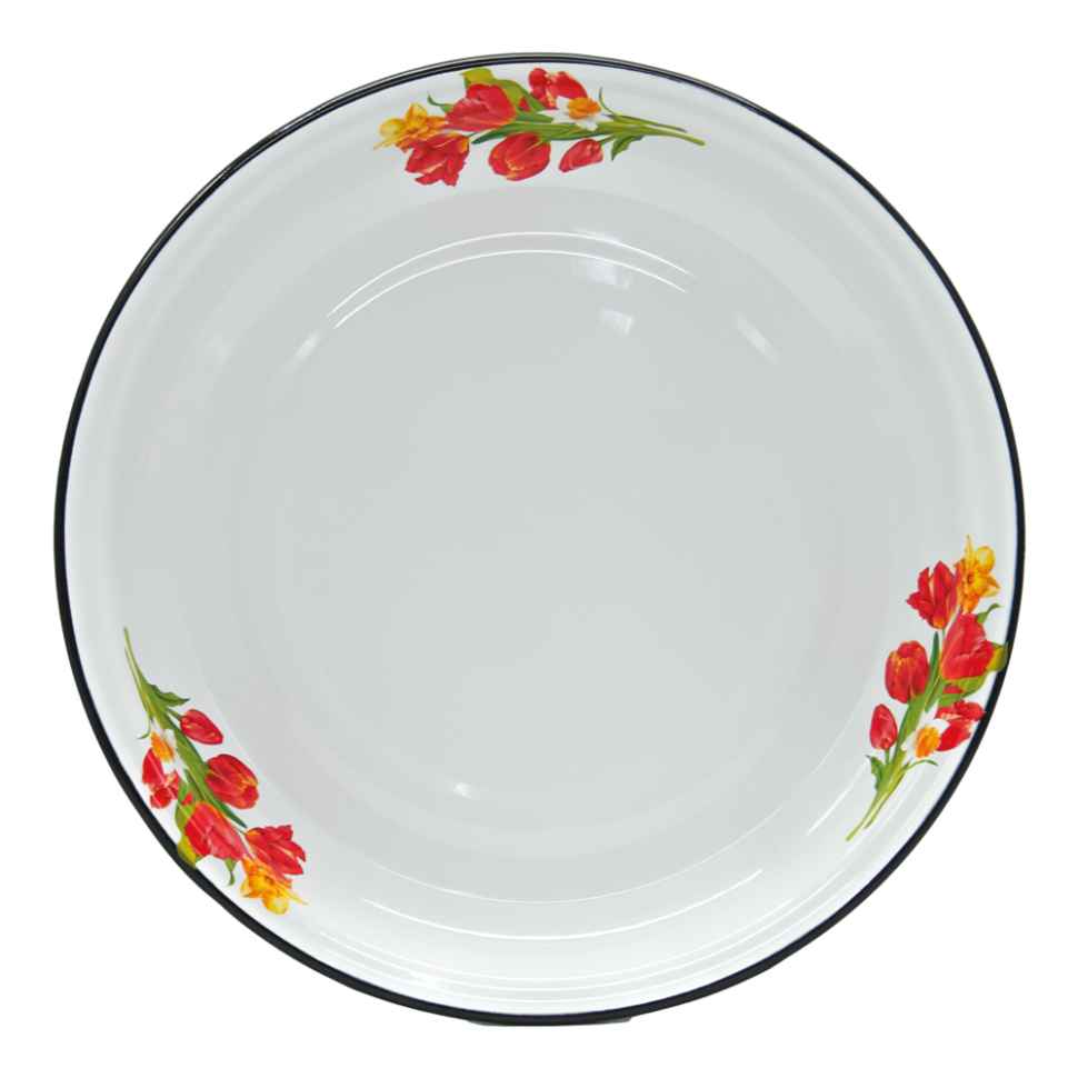 Круглое блюдо эмалированное Тюльпаны 4,5 л, диаметр 40 см фото 1 — Интернет каталог PriceOK