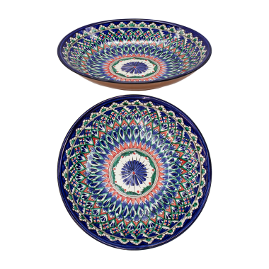 Лаган Мехроб глубокий, керамика, ручная работа, узоры микс, диаметр 34 см — Интернет каталог PriceOK