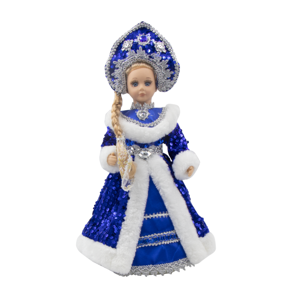 Фигура Снегурочка в синем и с серебребром, с отделением для конфет и подарков, 35 см фото 1 — Интернет каталог PriceOK