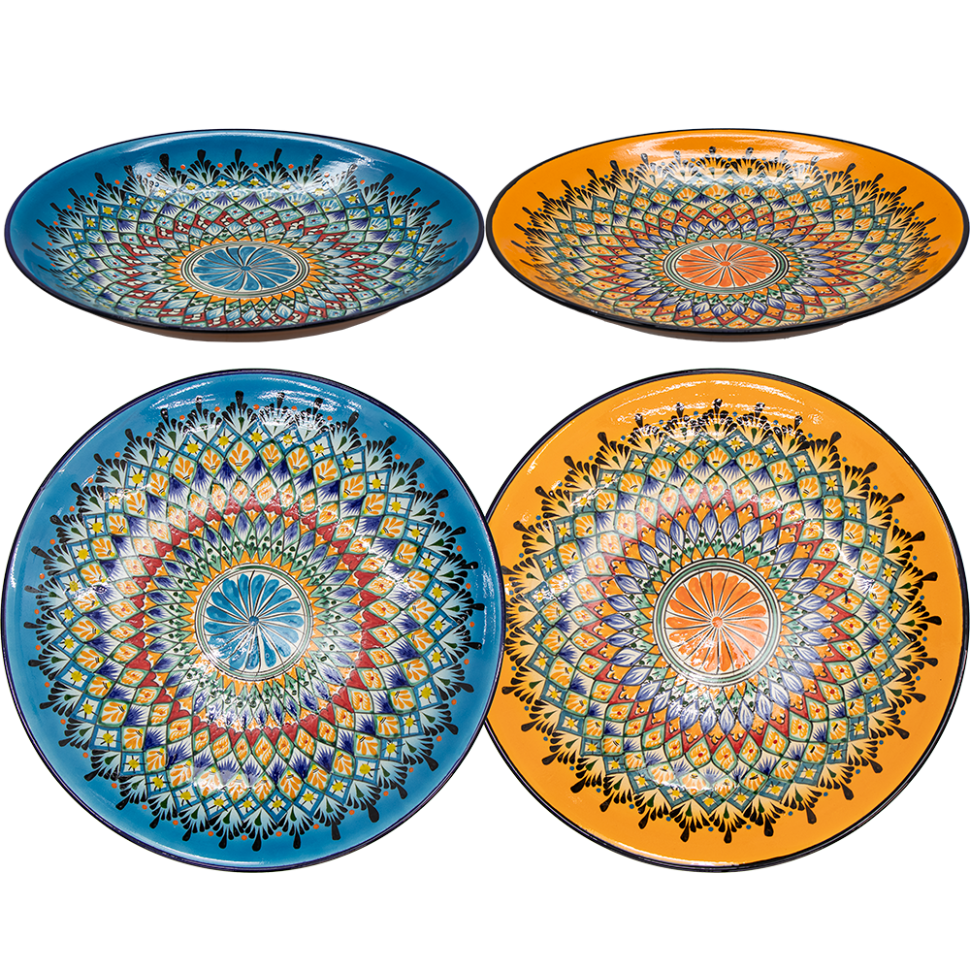 Лаган Фондор, керамика, ручная работа, узоры микс, диаметр 42 см фото 1 — Интернет каталог PriceOK