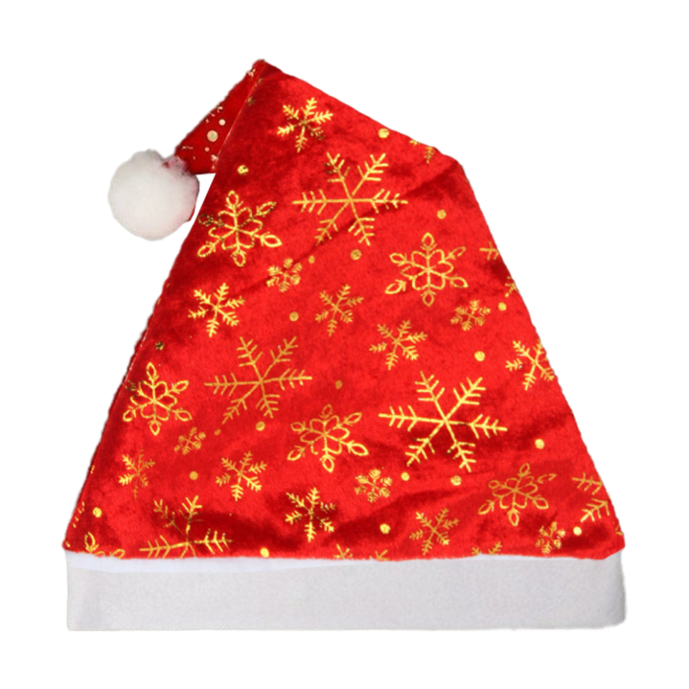 Колпак новогодний красный с золотыми снежинками 30х40 см фото 1 — Интернет каталог PriceOK
