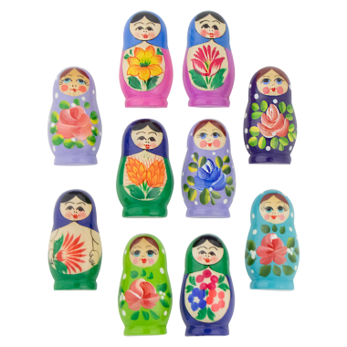 Набор магнитов из 10 матрёшек высотой 6,5 см с различными мотивами — Интернет каталог PriceOK