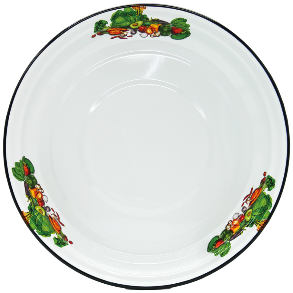 Блюдо круглое эмалированное Овощи 7 л, диаметр 50 см фото 1 — Интернет каталог PriceOK