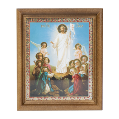 Икона Воскресение Христово 24, .деревянная рама, двойное тиснение, под стеклом, 11x13 см — Интернет каталог PriceOK