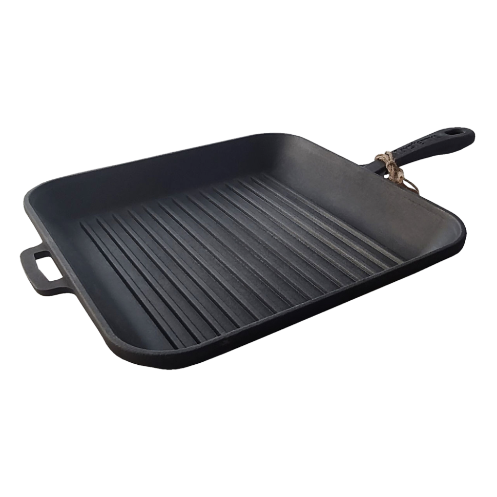 Чугунная сковорода-гриль с с металлической ручкой 28x28x4 см фото 1 — Интернет каталог PriceOK