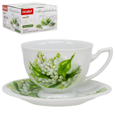 Чайный набор Царский, дизайн Ландыши,1 чашка 370 мл + 1 блюдце — Интернет каталог PriceOK