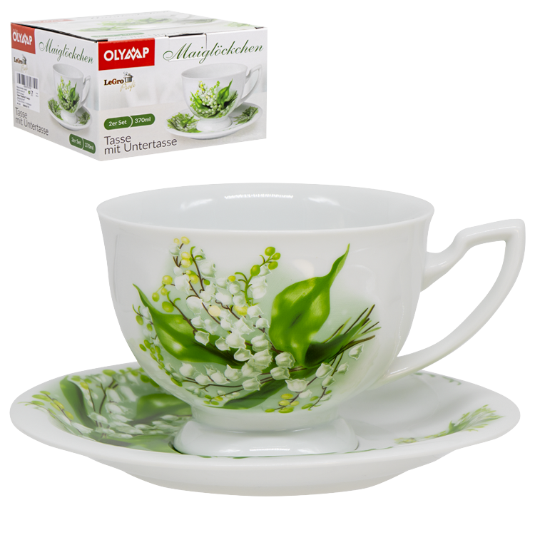 Чайный набор Царский, дизайн Ландыши,1 чашка 370 мл + 1 блюдце фото 1 — Интернет каталог PriceOK