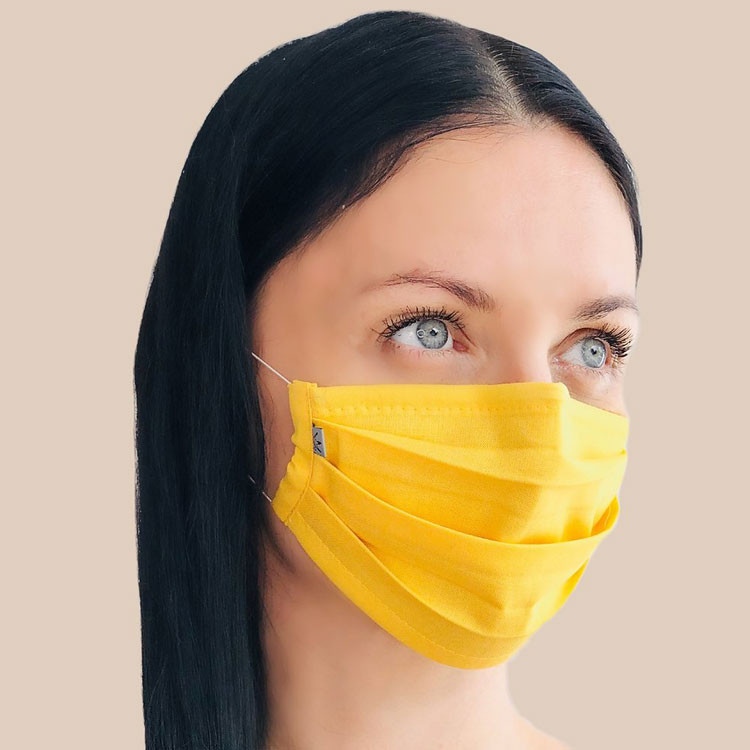 Маска многоразовая защитная Желтая 100% хлопок (двухслойный), с зажимом фото 1 — Интернет каталог PriceOK