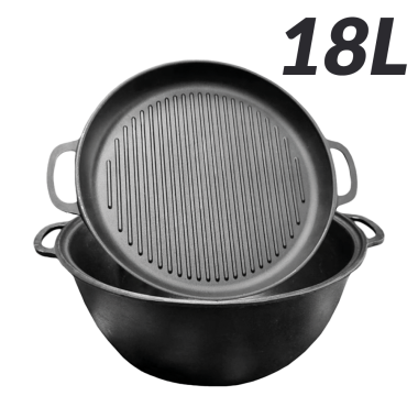 Чугунный узбекский казан 18 литров с крышкой-сковородой-гриль — Интернет каталог PriceOK