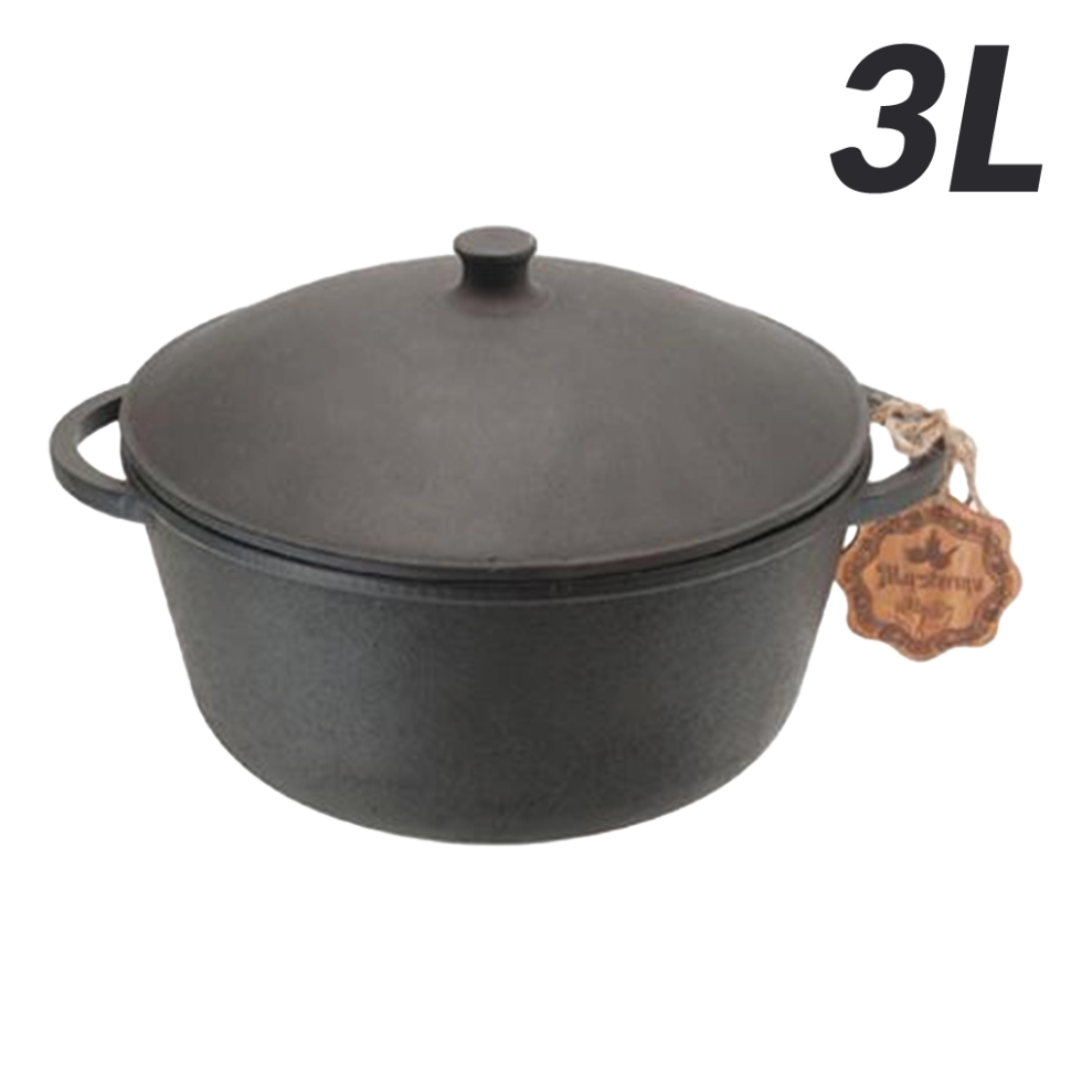 Чугунная кастрюля с крышкой 3 л. фото 1 — Интернет каталог PriceOK