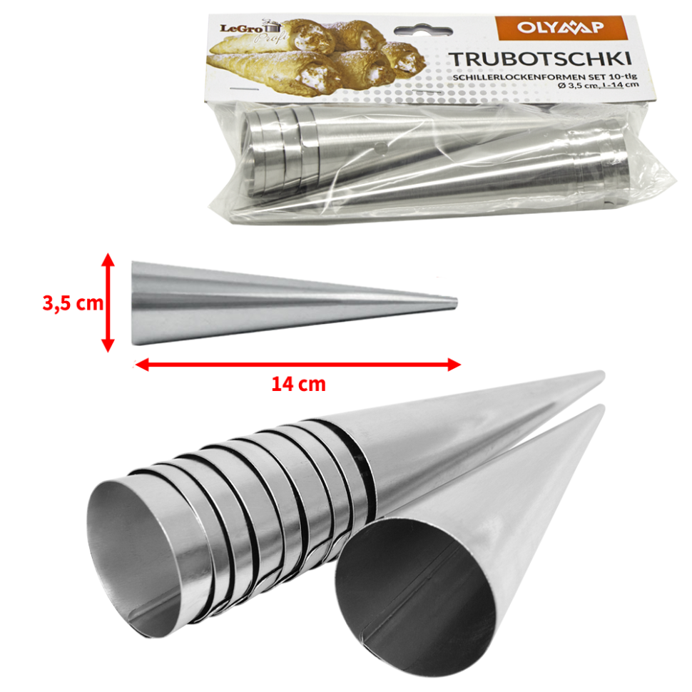 Форма для выпечки Трубочки набор 10 шт, 14 см, диаметр3,5 см, нержавейка фото 1 — Интернет каталог PriceOK