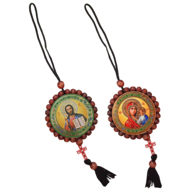 Икона автомобильная подвесная, двухсторонняя, различные мотивы, 6х6 см — Интернет каталог PriceOK