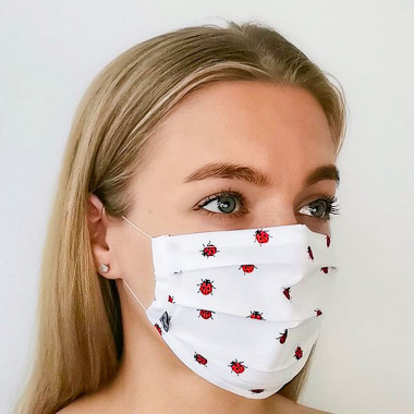 Маска многоразовая защитная Божъи коровки 100% хлопок (двухслойный), с зажимом — Интернет каталог PriceOK