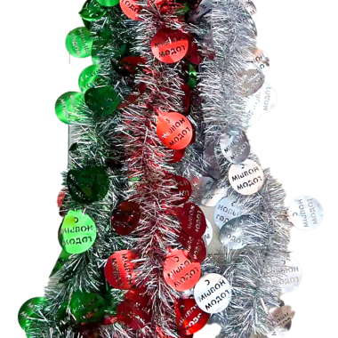 Мишура - Набор 10 шт  из фольги, серебристый / красный / зеленый диаметр 9 см, 200 см — Интернет каталог PriceOK