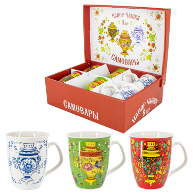 Набор кружек Самовары в подарочной упак. на 6 персон, 330 мл — Интернет каталог PriceOK
