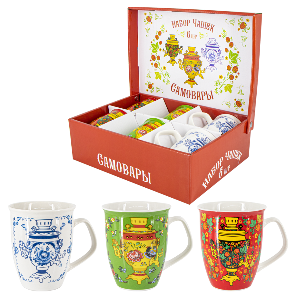 Набор кружек Самовары в подарочной упак. на 6 персон, 330 мл фото 1 — Интернет каталог PriceOK