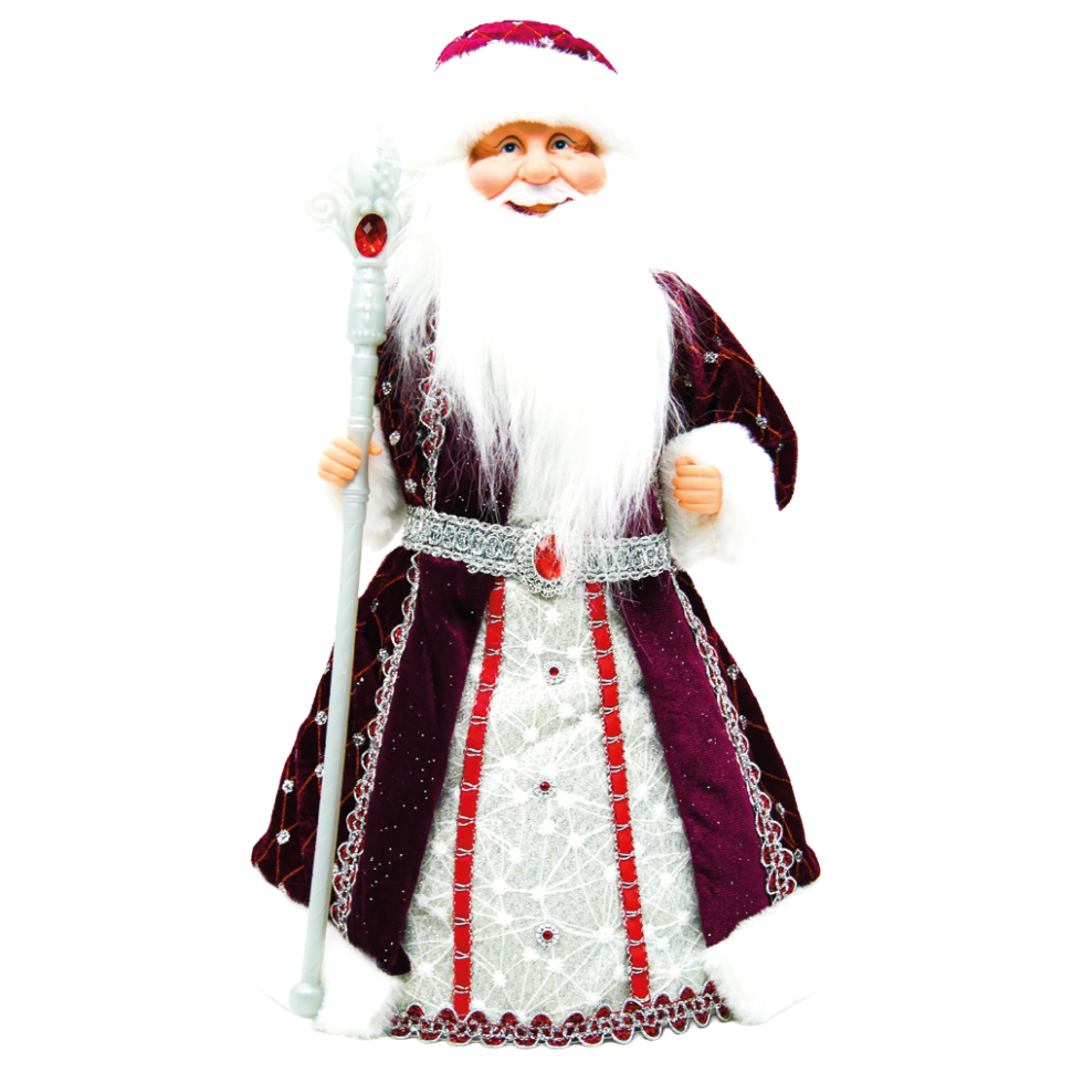 Фигура Дед Мороз в красно-бордовом с серебром, с отделением для конфет и подарков, 40 см фото 1 — Интернет каталог PriceOK