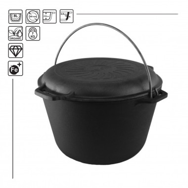 Brizoll Жаровня с ручкой 8 литров из чугуна, — Интернет каталог PriceOK