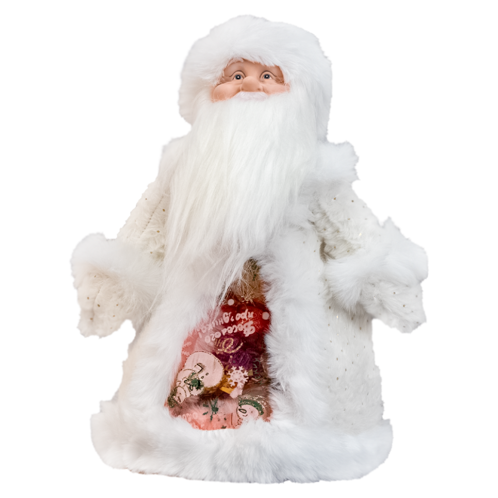 Фигура Дед Мороз в белом с отделением для конфет и подарков, 35 см фото 1 — Интернет каталог PriceOK