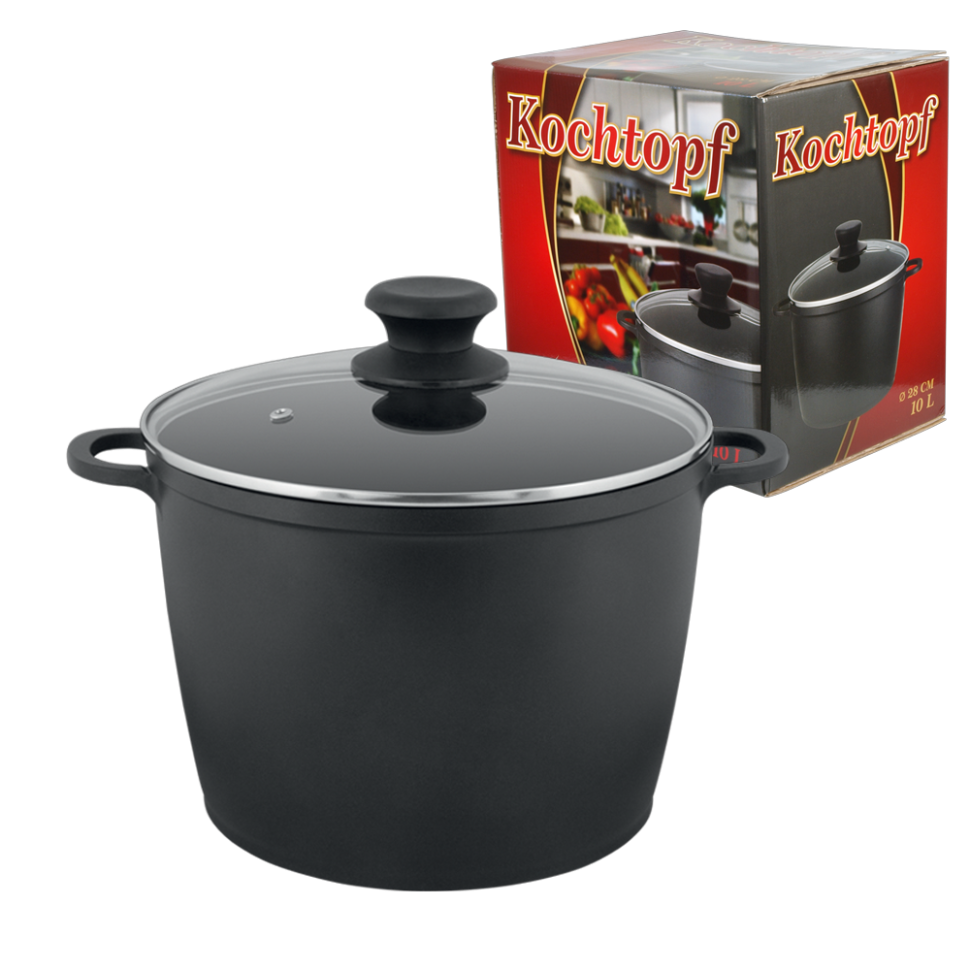 Кастрюля в форме казана 10 л из литого алюминия с антипригарным покрытием, Д-28 см, В-20 см, чёрный фото 1 — Интернет каталог PriceOK