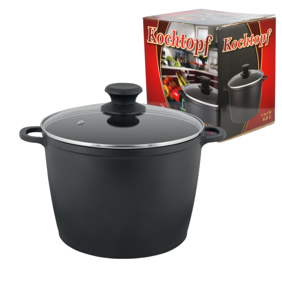 Кастрюля в форме казана 6,8 л из литого алюминия с антипригарным покрытием, диаметр24 см, В-18 см, чёрный фото 1 — Интернет каталог PriceOK