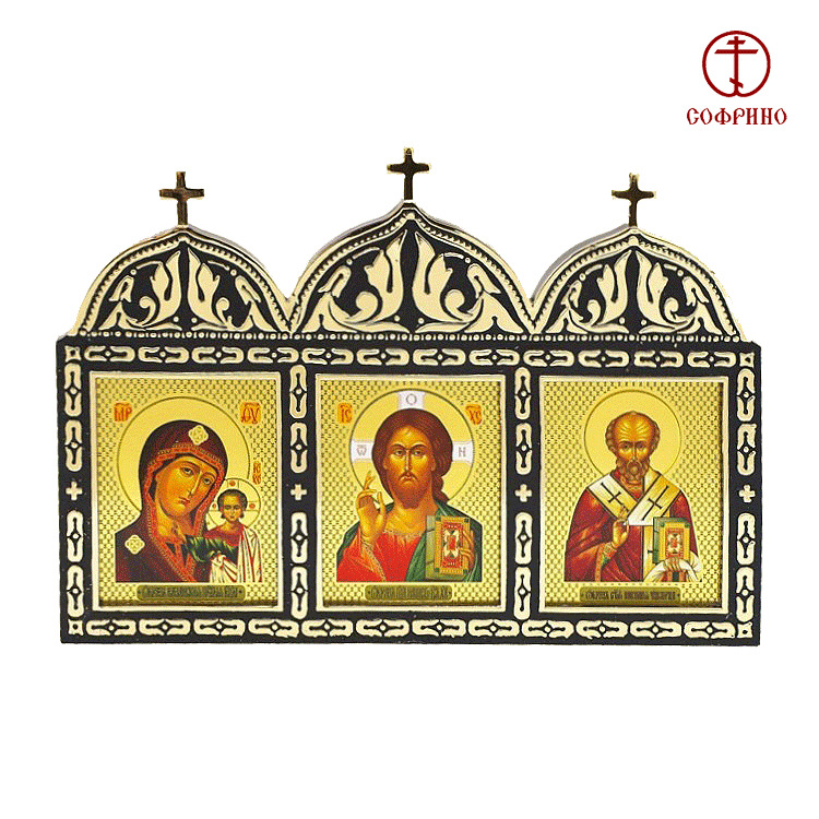 Икона для машины Тройная золотистая, 13х9 см фото 1 — Интернет каталог PriceOK