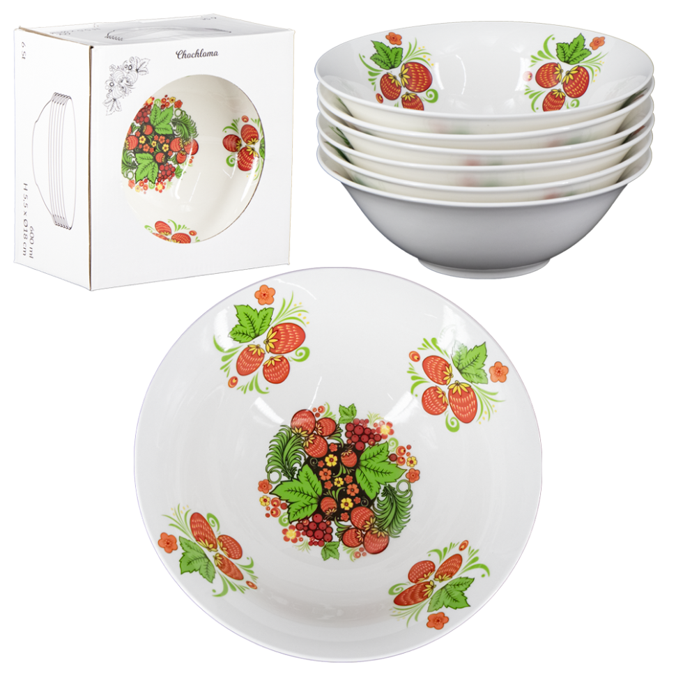 Набор суповых тарелок - Хохлома, 6 шт, диаметр18 см фото 1 — Интернет каталог PriceOK