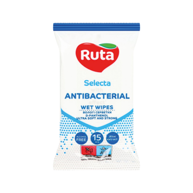 Влажные салфетки Ruta Selecta с антибактериальным эффектом, 15 шт — Интернет каталог PriceOK