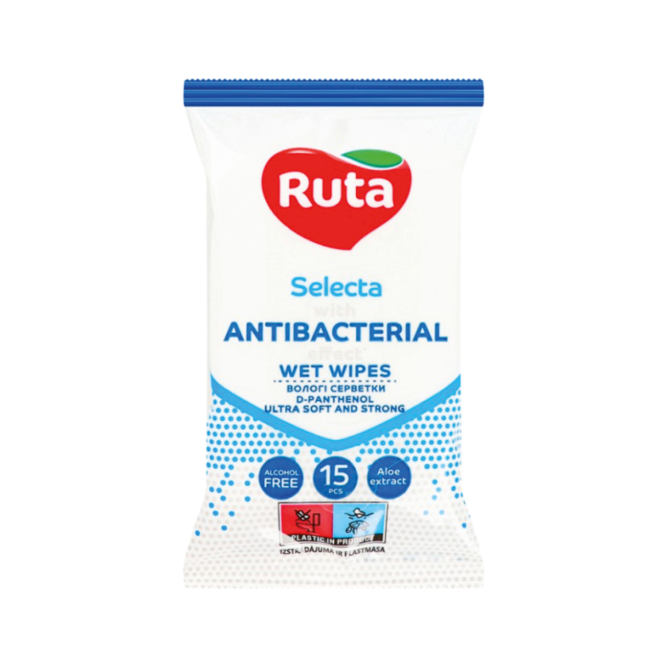 Влажные салфетки Ruta Selecta с антибактериальным эффектом, 15 шт фото 1 — Интернет каталог PriceOK