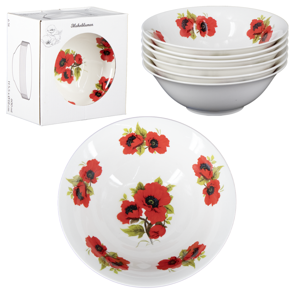 Набор суповых тарелок Маки, 6 шт, диаметр18 см фото 1 — Интернет каталог PriceOK