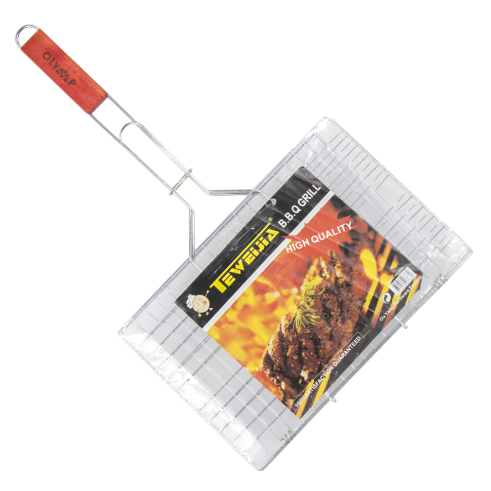 Решетка-Гриль из нержавеющей стали с деревянной ручкой, 0,4 кг, 34 x 21 x 1,5 см фото 1 — Интернет каталог PriceOK