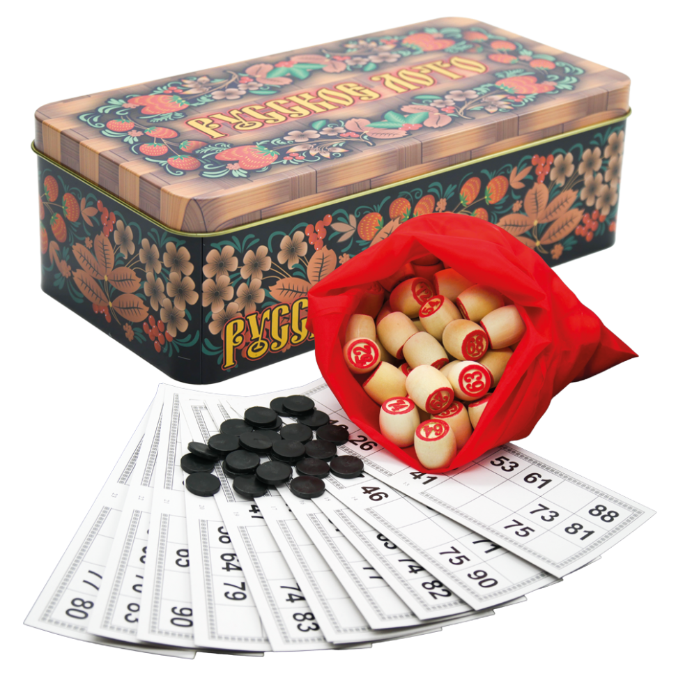 Лото в подарочной металлической коробке Хохлома, люкс 24 х 12 см, дерево, металл фото 1 — Интернет каталог PriceOK