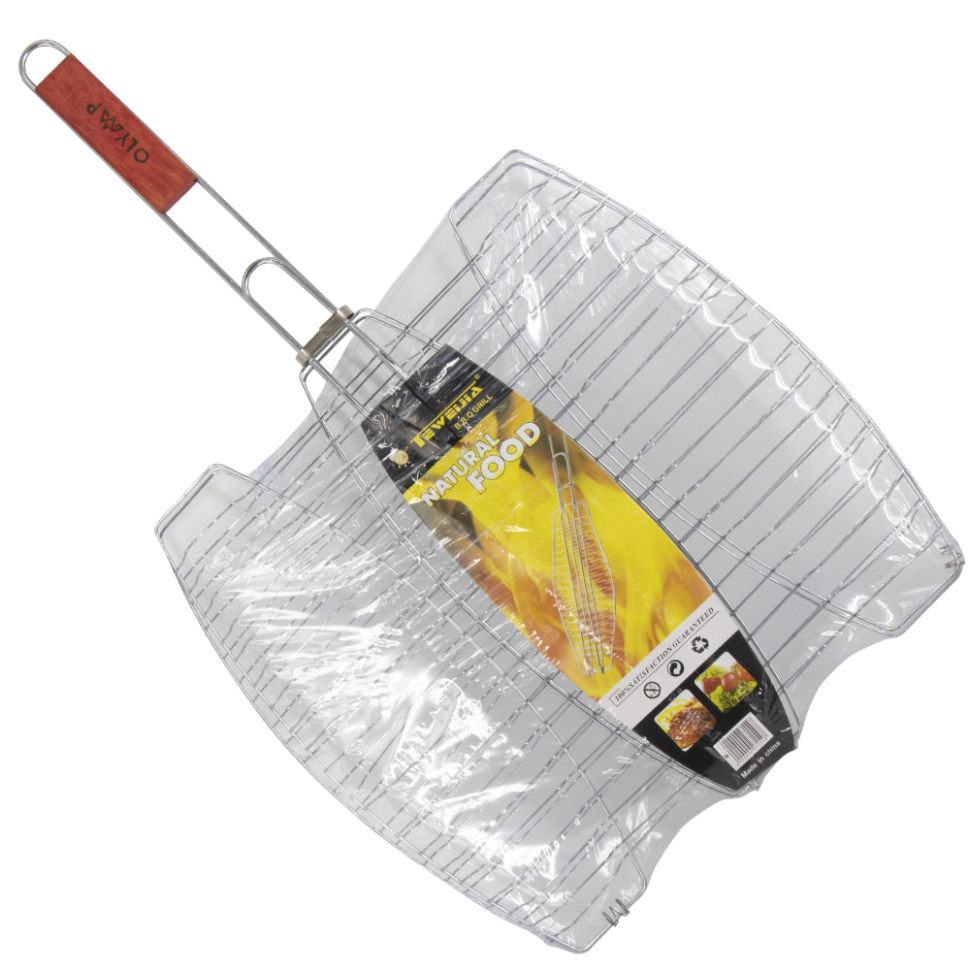 Решетка для рыбы гриль тройная с деревянной ручкой, 0,7 кг, 30 x 40 x 2 см фото 1 — Интернет каталог PriceOK