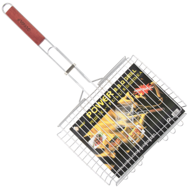 Решетка-Гриль из нержавеющей стали с деревянной ручкой, 0,8 кг, 24 x 33 x 5 см — Интернет каталог PriceOK