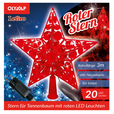 LED Звезда для Елки &quot;Красная звезда&quot; с 20 с красными лампочками — Интернет каталог PriceOK