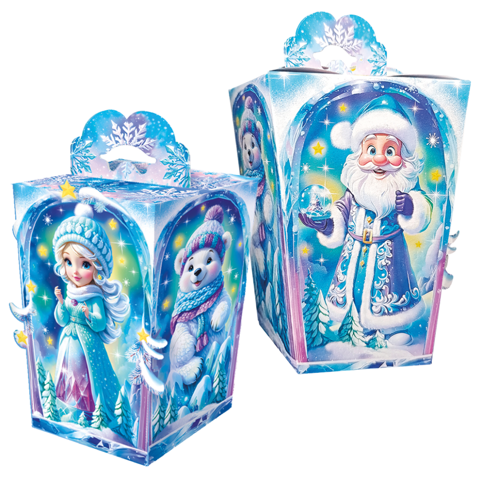 Складная новогодняя упаковка Льдинка, 700 гр, картонная подарочная коробка для конфет фото 1 — Интернет каталог PriceOK