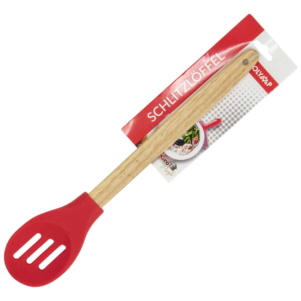 Силиконовая шумовка с деревянной ручкой, 31 x 5 x 2 см фото 1 — Интернет каталог PriceOK