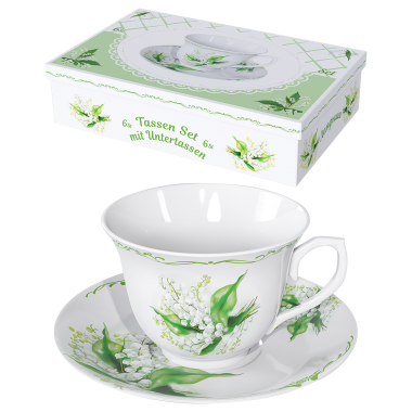 Чайный сервиз Ландыши 12 частей, 6 чашек + 6 блюдец — Интернет каталог PriceOK