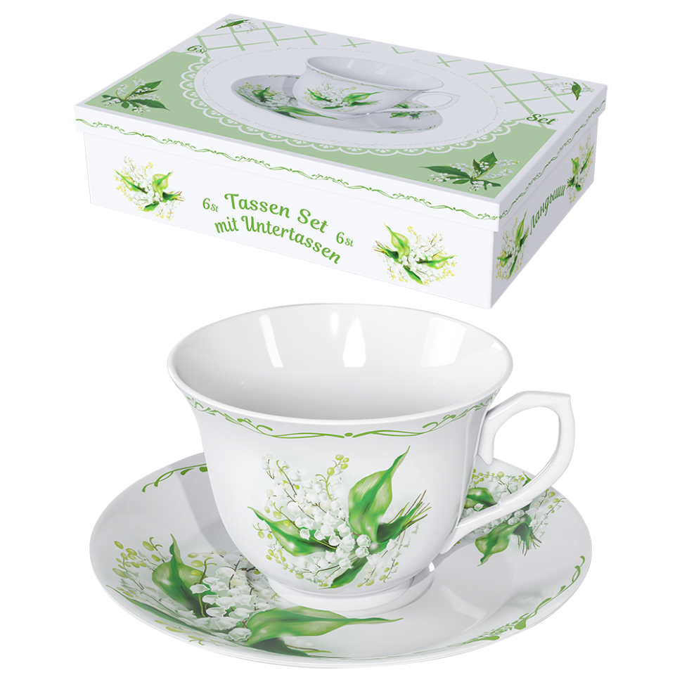 Чайный сервиз Ландыши 12 частей, 6 чашек + 6 блюдец фото 1 — Интернет каталог PriceOK