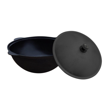 Узбекский чугунный казан на 16 л.  (круглое дно). С крышкой из алюминия. — Интернет каталог PriceOK