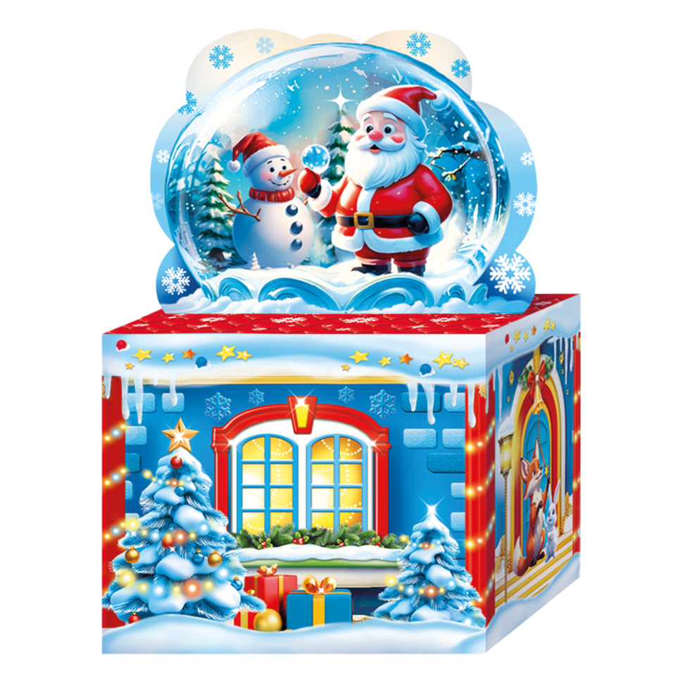 Складная новогодняя упаковка Снежный шар, 800 г, картонная подарочная коробка для конфет фото 1 — Интернет каталог PriceOK