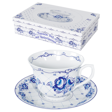 Чайный сервиз Гжель 12 частей, 6 чашек + 6 блюдец — Интернет каталог PriceOK