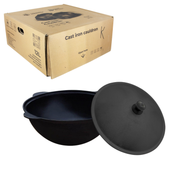 Узбекский чугунный казан на 10 л круглое дно c крышкой из алюминия. — Интернет каталог PriceOK