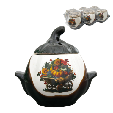 Горшок тыква белокоричневый с ручками 0,75 л для выпекания деколь телега (набор из 6 горшков) — Интернет каталог PriceOK