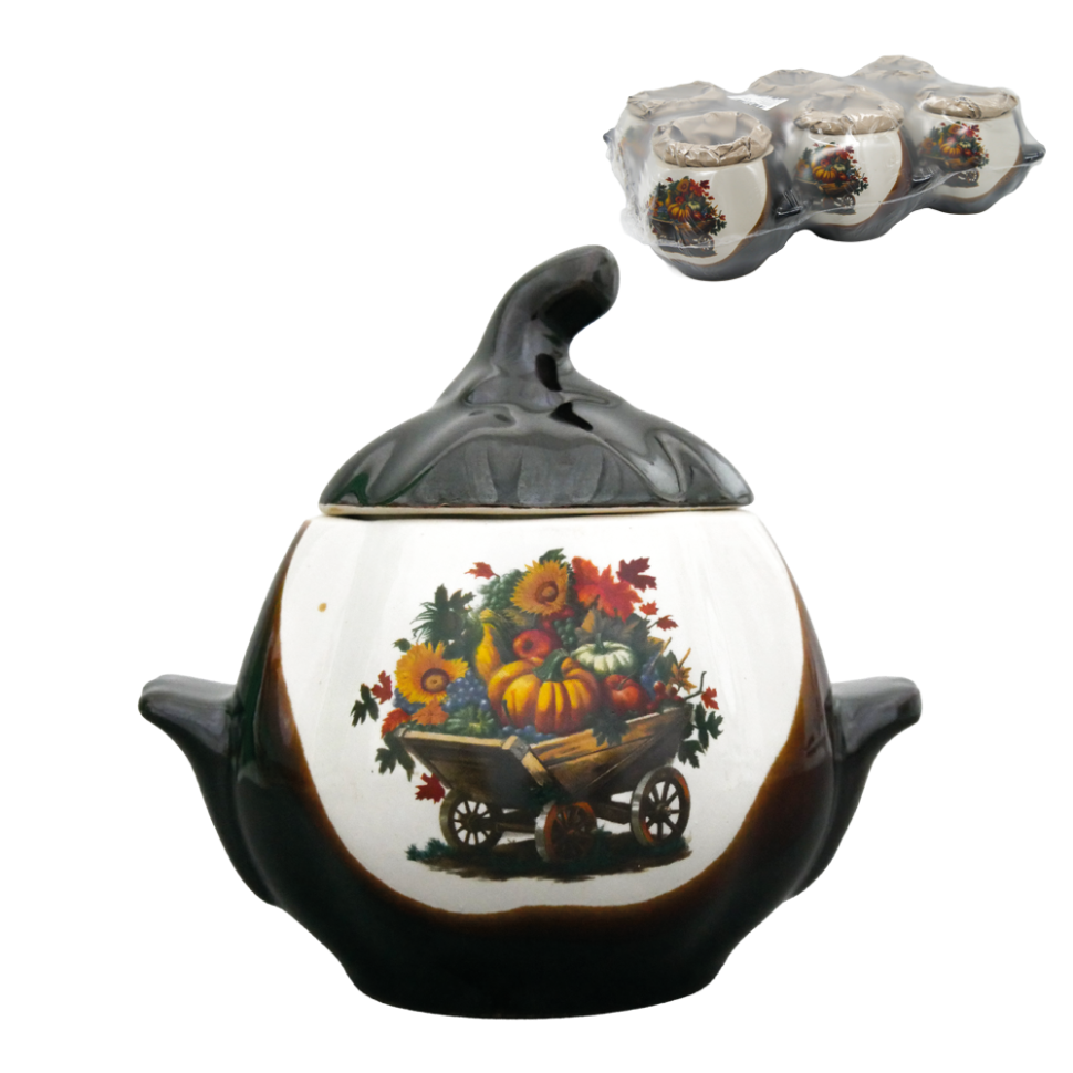 Горшок тыква белокоричневый с ручками 0,75 л для выпекания деколь телега (набор из 6 горшков) фото 1 — Интернет каталог PriceOK