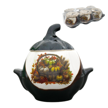 Горшок тыква белокоричневый с ручками 0,75 л для выпекания деколь тыквы (набор из 6 горшков) — Интернет каталог PriceOK