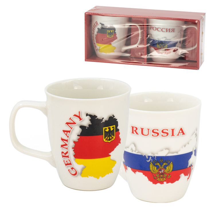 Набор кружек Германия и Россия (2 шт.) 400 мл, в подарочной упаковке фото 1 — Интернет каталог PriceOK