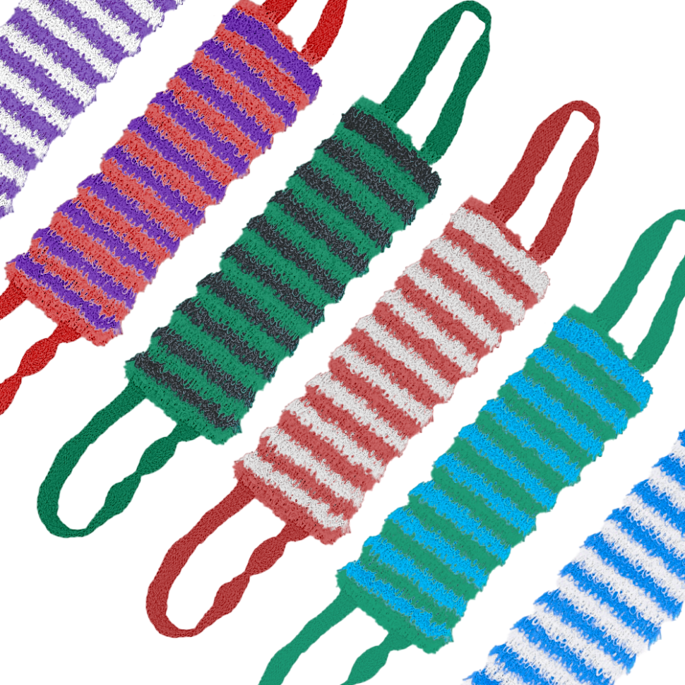 Мочалка Жёсткая полосатая, пр. 42 х 10 cm, разные цвета фото 1 — Интернет каталог PriceOK