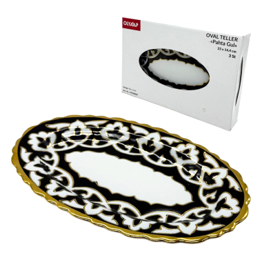 Овальная тарелка Пахта Гул синяя с золотом 3 шт Узбекистан 23 х 14,4 см — Интернет каталог PriceOK