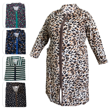 Домашний велюровый халат на замке, разные дизайны, 100% хлопок, 12XL, 13XL, 14XL — Интернет каталог PriceOK